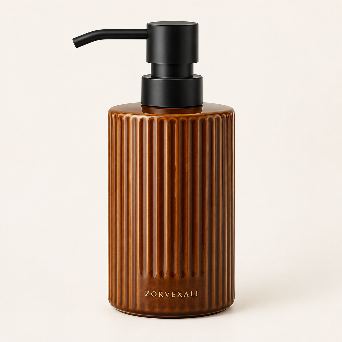 ZORVEXALI Ribbed Ceramic Soap Dispenser