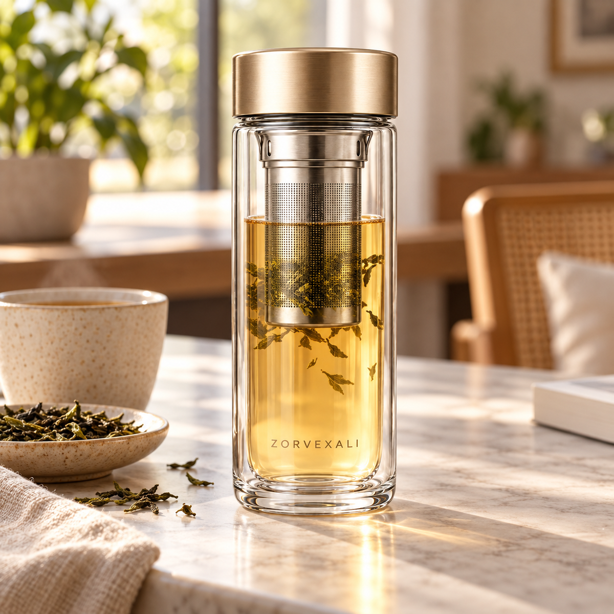 ZORVEXALI Double Wall Glass Tea Infuser