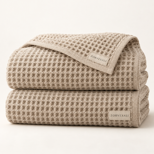 ZORVEXALI Cotton Waffle Bath Towel Set