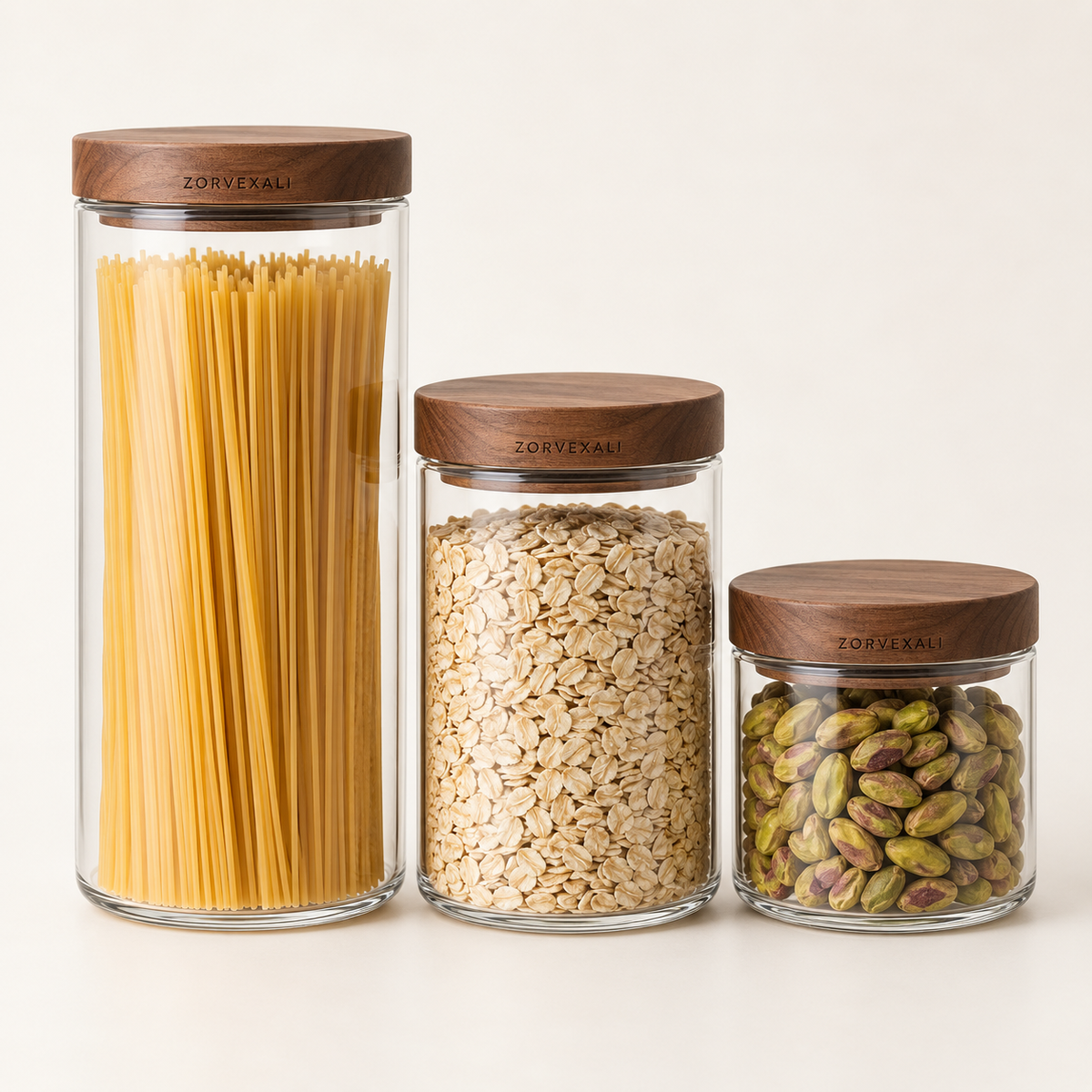 ZORVEXALI Stackable Glass Pantry Jars